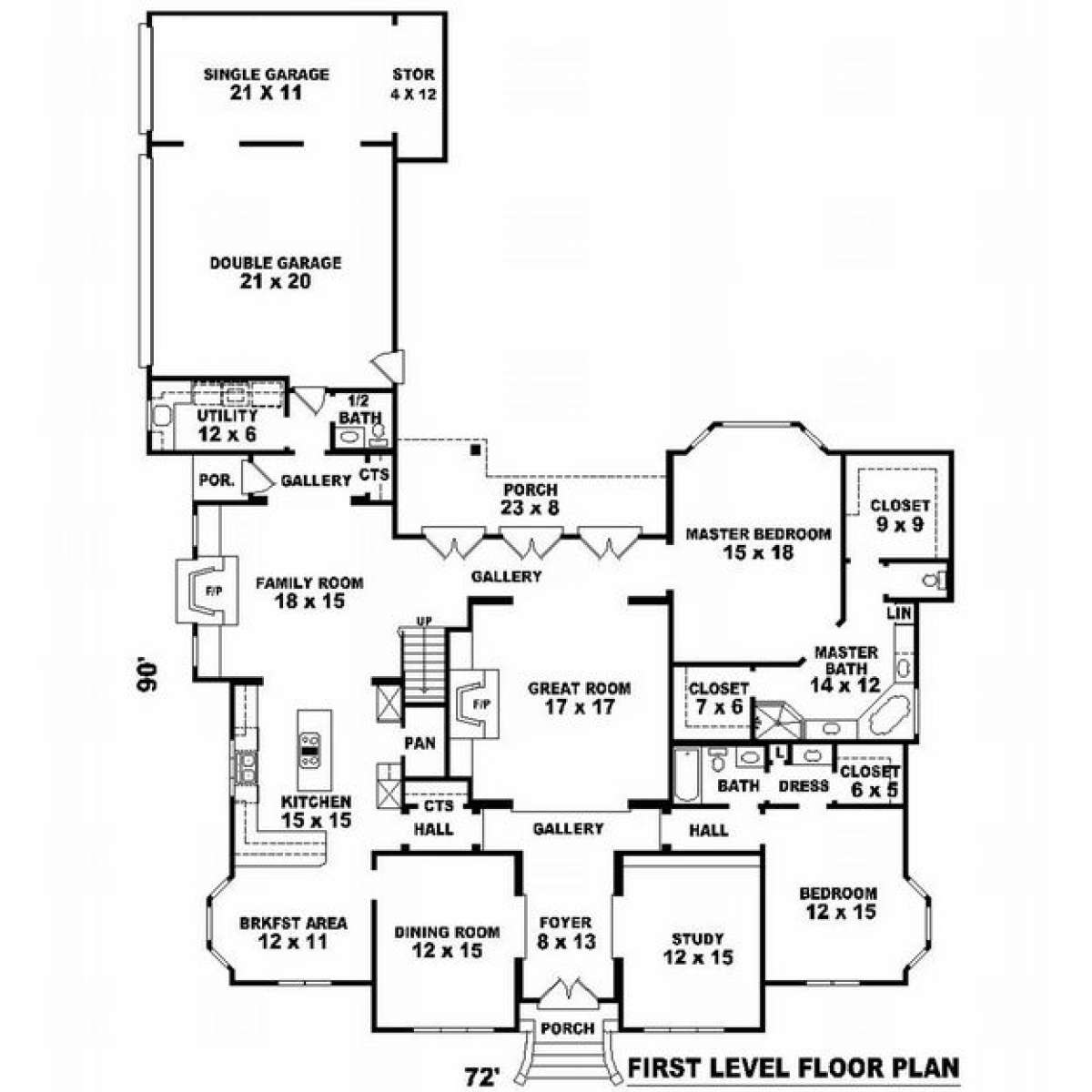 Floorplan 1 for House Plan #053-02118