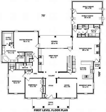 Floorplan 1 for House Plan #053-02121