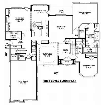 Floorplan 1 for House Plan #053-02124