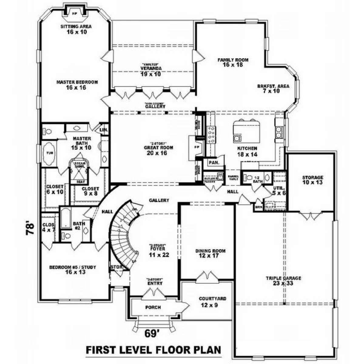 Floorplan 1 for House Plan #053-02127